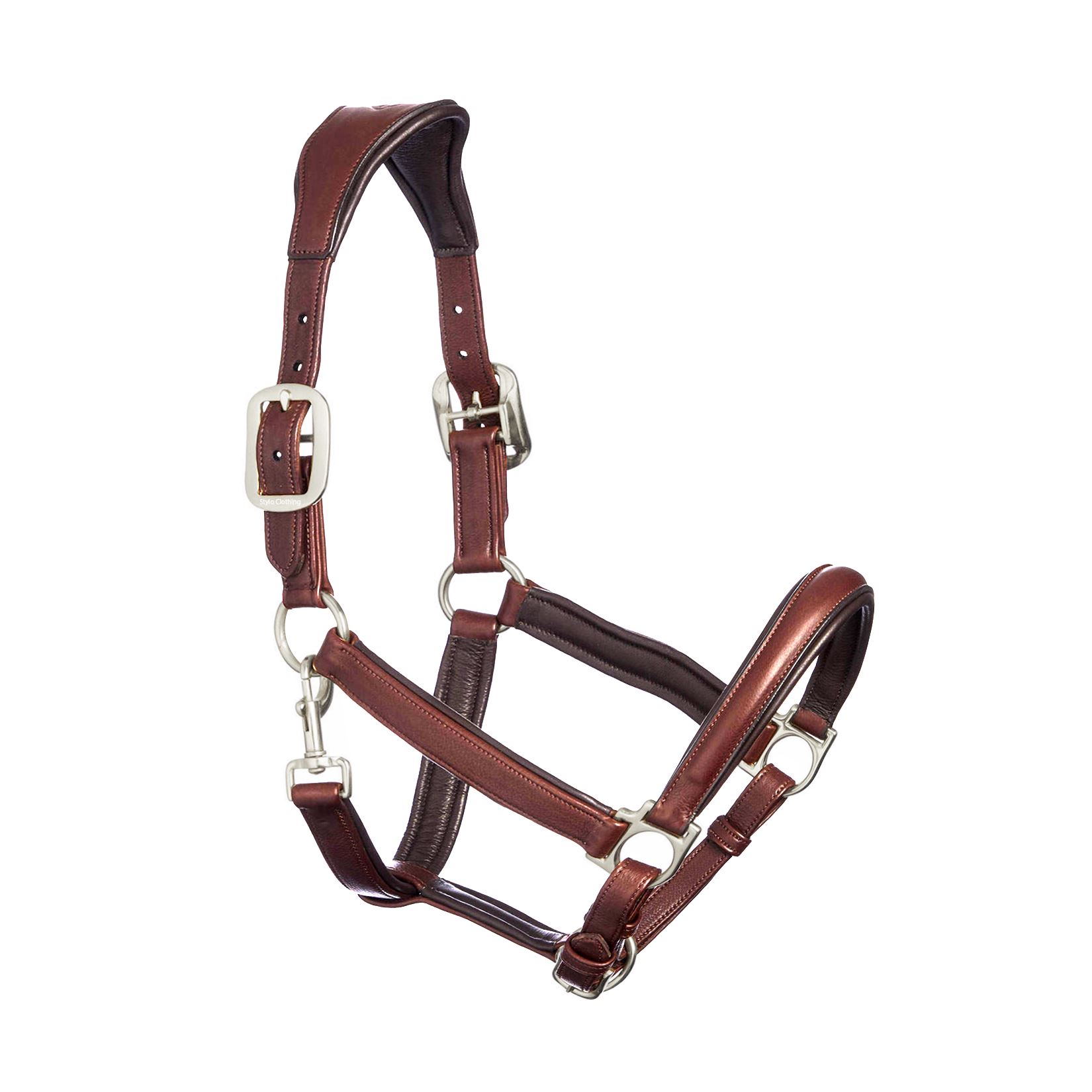 High-quality padded horse halter made of durable leather, perfect for equestrian needs, available in bulk