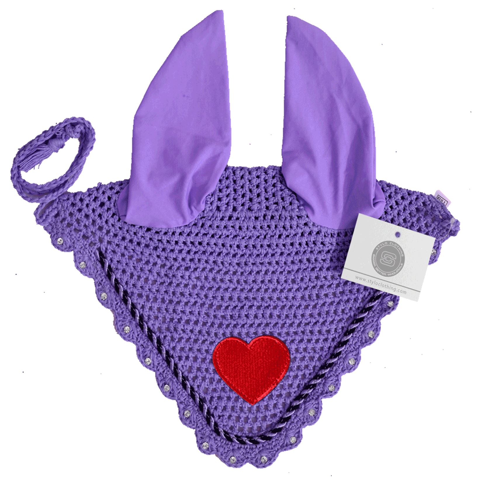 Purple Valentine ear bonnet with a romantic touch by Stylo Clothing