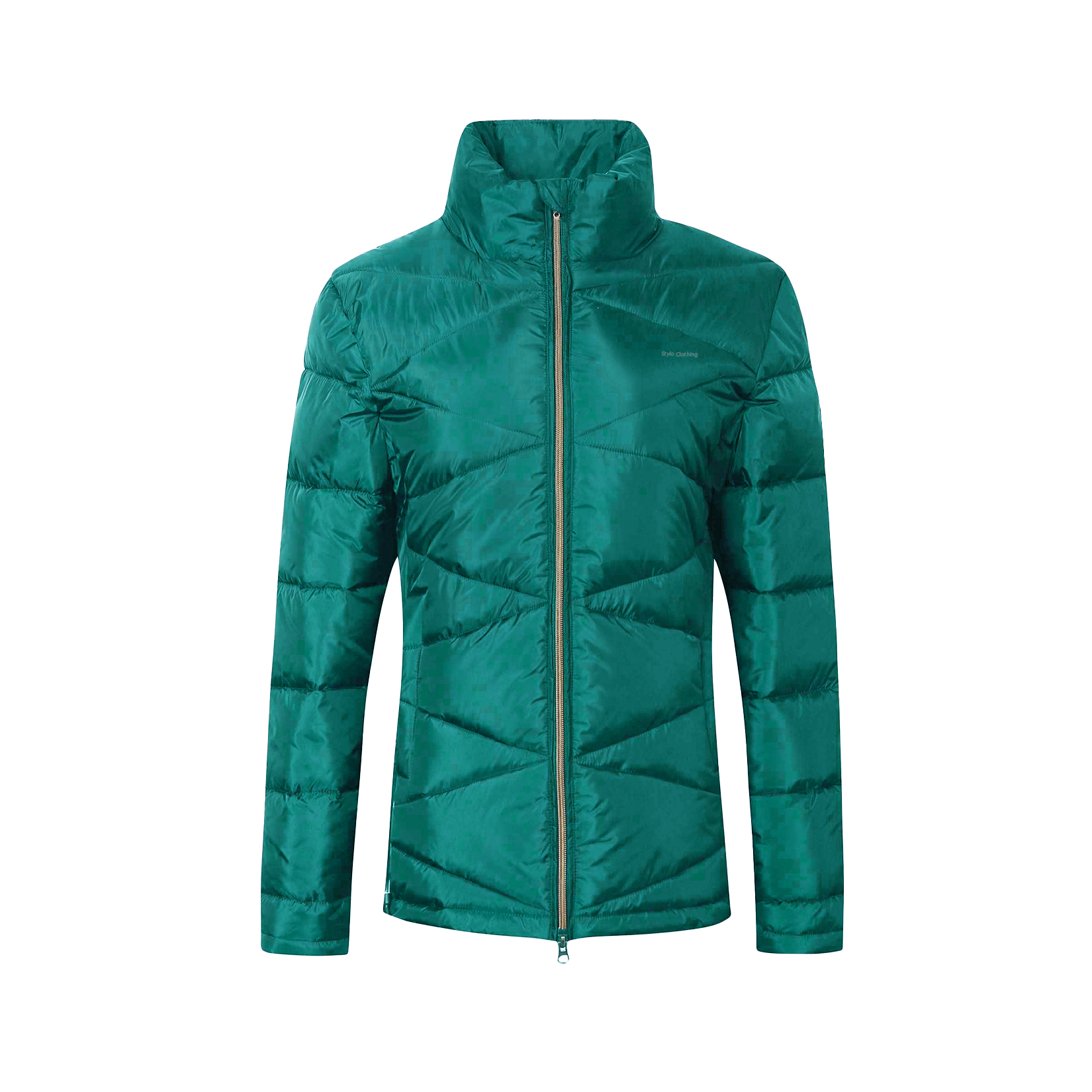 "High-Quality 2 Way Water Repellent Puffer Jacket with Zip for Women, Custom Made for Wholesale"