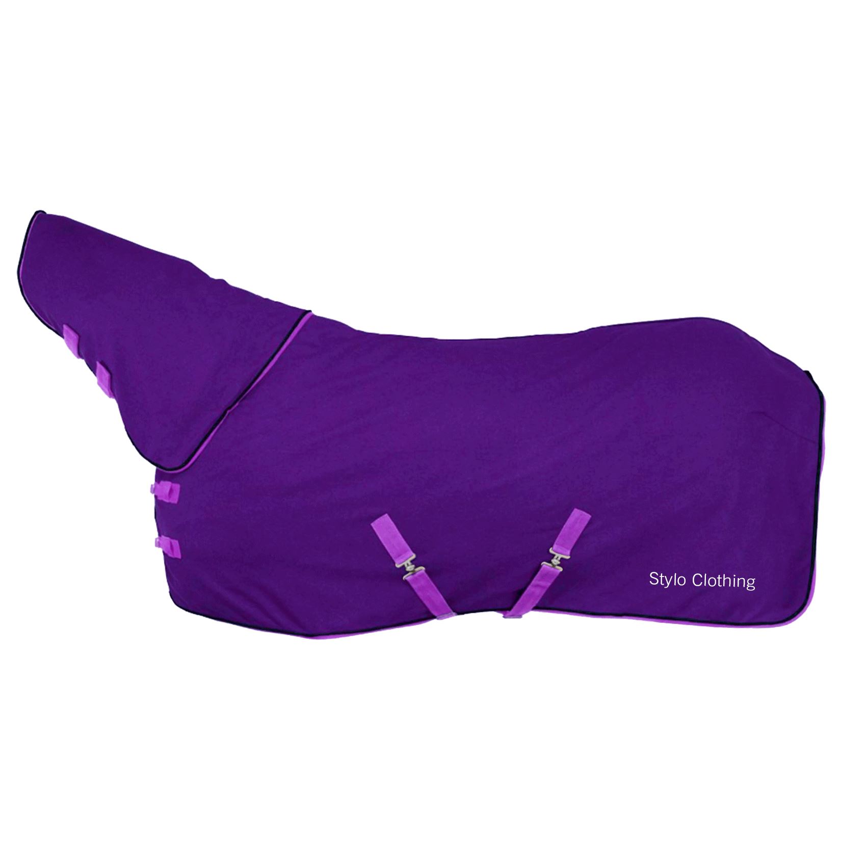 Custom full neck reflective rug blanket by Stylo Clothing, designed for equestrian use, featuring breathable and waterproof materials.