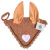 Astonishing Horse Fly Veil Valentines Ear Bonnet in Sandstone - Elegant and Versatile Elegant sandstone valentines ear bonnet for equestrian use