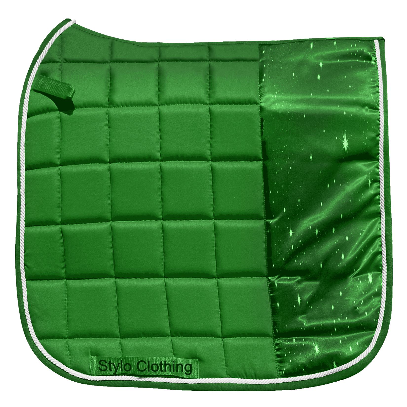 "Exclusive customized dressage saddle pad with smooth lining and vibrant 3D print, ideal for horse tack - Stylo Clothing"