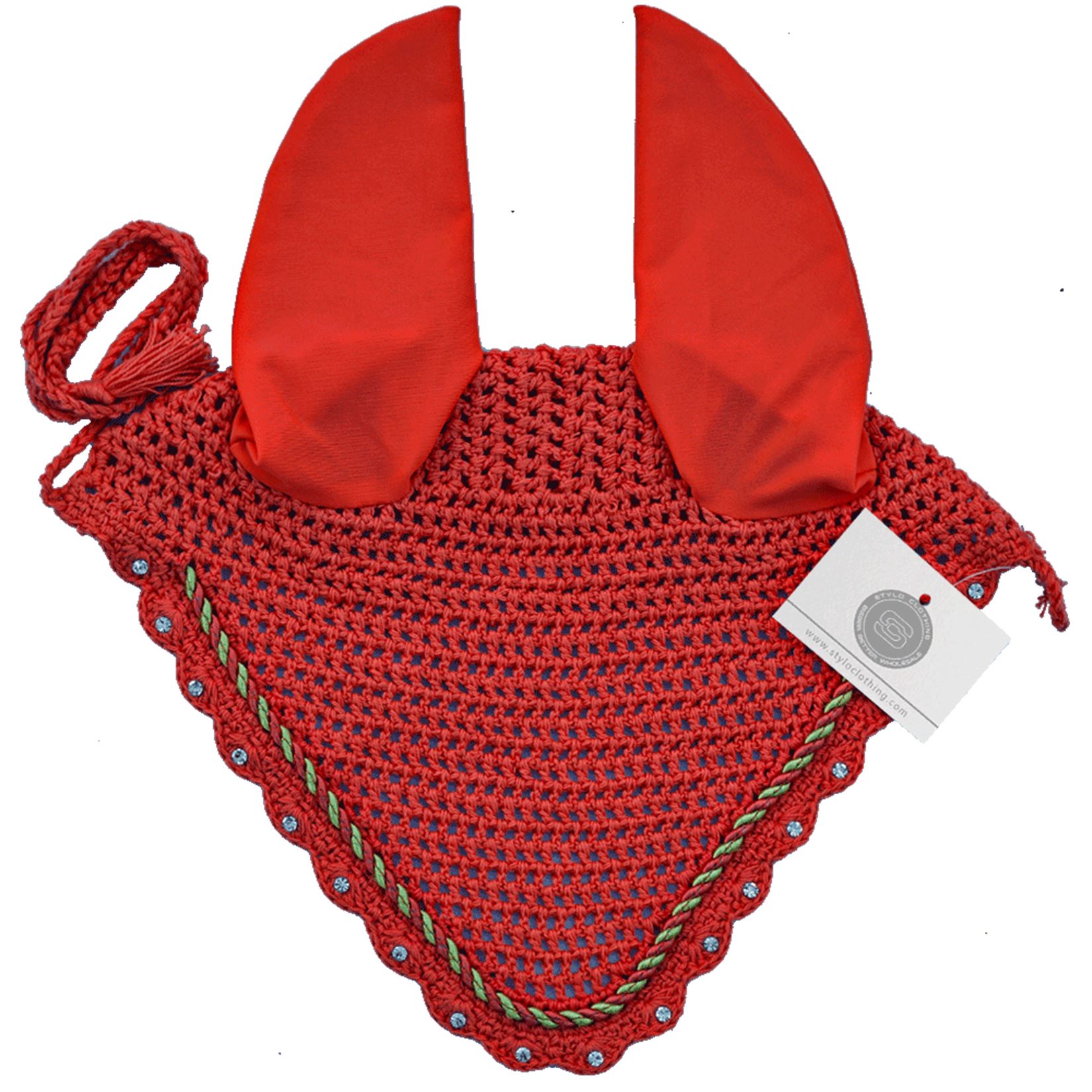 Customized-earbonnet-crystals-with-string-durable-equestrian-horse-tack Best Selling Horse Fly Veils Ear Bonnet - 100+ Designs