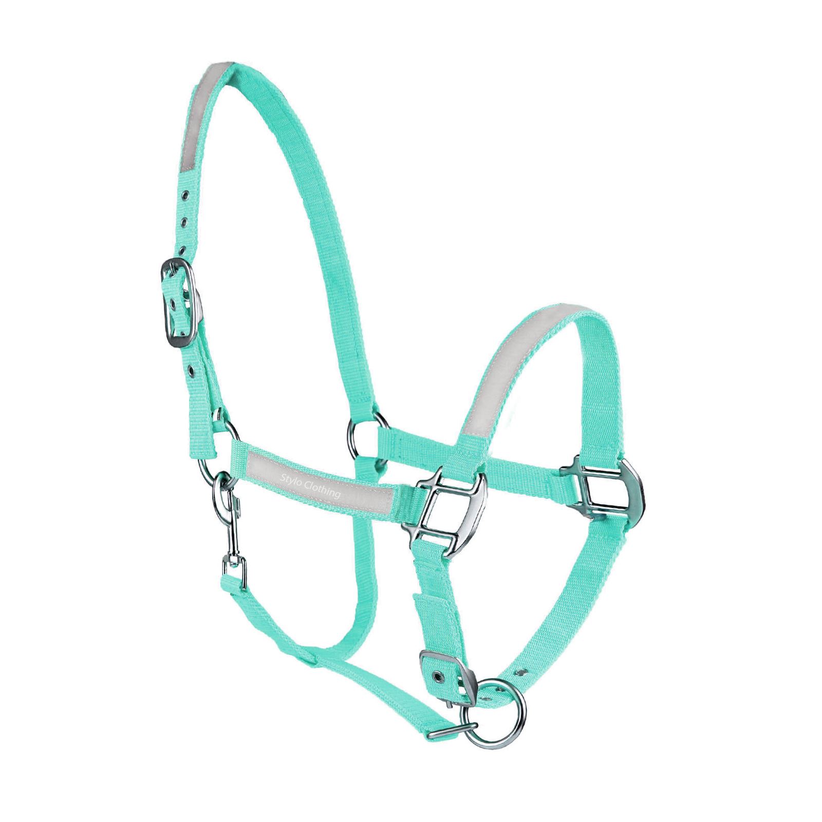 Premium reflective horse halter made with neoprene for enhanced visibility, sold wholesale by Stylo Clothing.
