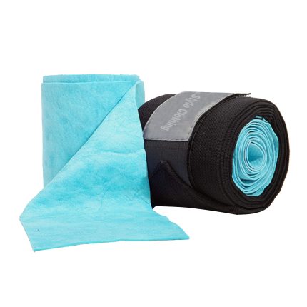 Sky blue hydro horse bandages offering cooling and compression for quick recovery.