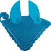 Long-lasting-horse-fly-veil-face-mask-equestrian-riding-accessories Exclusive fly veil ear bonnets for horses with single cord, wholesale equestrian accessories from Stylo Clothing