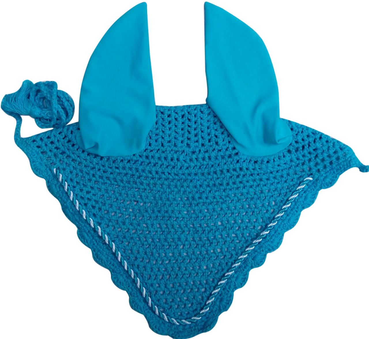Long-lasting-horse-fly-veil-face-mask-equestrian-riding-accessories Exclusive fly veil ear bonnets for horses with single cord, wholesale equestrian accessories from Stylo Clothing