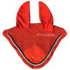 Vibrant Scarlet Fashionable Ear Bonnet - Stand Out Scarlet fashionable ear bonnet for a bold equestrian look
