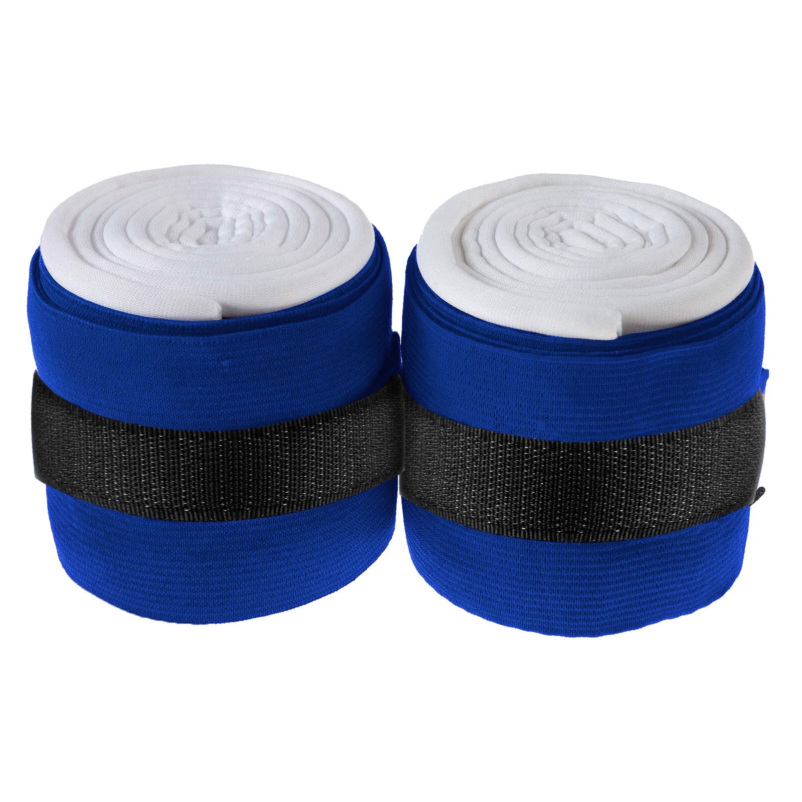 Royal Blue Trendy Horse Bandages with Plush Padding for Support Royal blue trendy horse bandages wrapped around a horse’s legs, ensuring firm support.