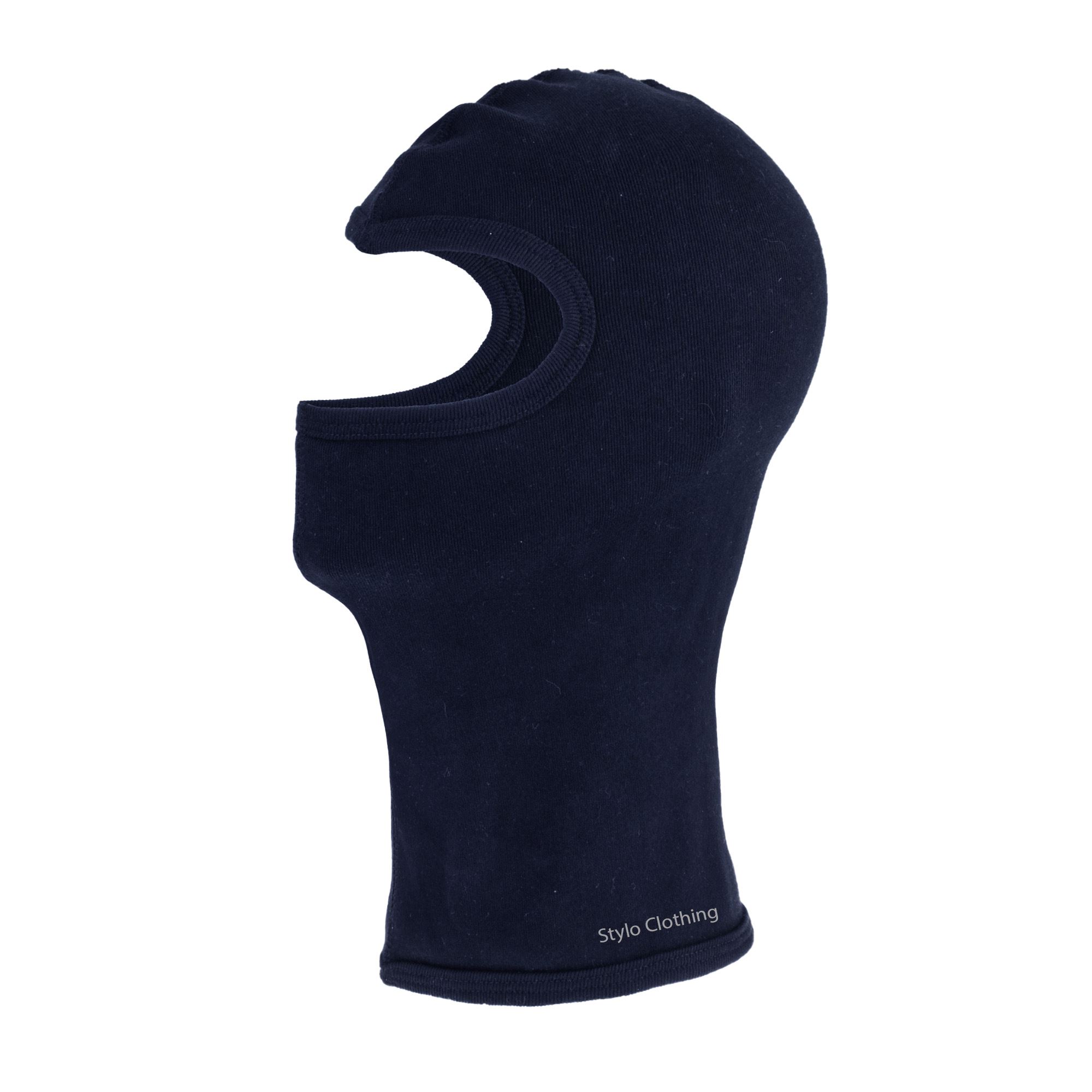 Super-soft cotton balaclava offering full-face and neck protection for equestrian riders in cold weather
