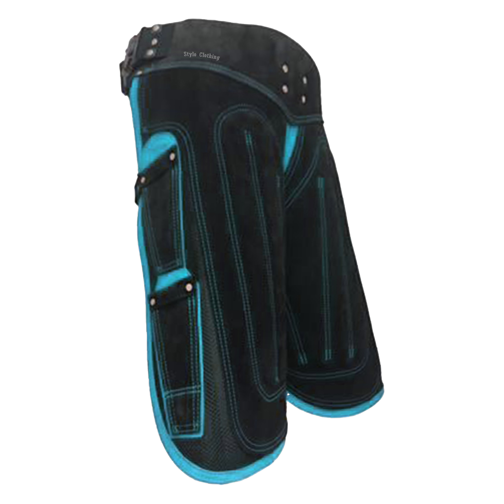 High-quality leather apron chaps with dual pockets, providing easy access to farrier tools while ensuring durability and flexibility