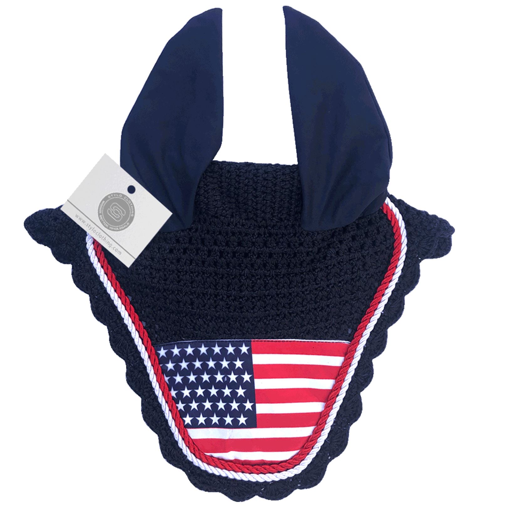 American flag horse ear bonnet - breathable and anti-fly veil by Stylo Clothing