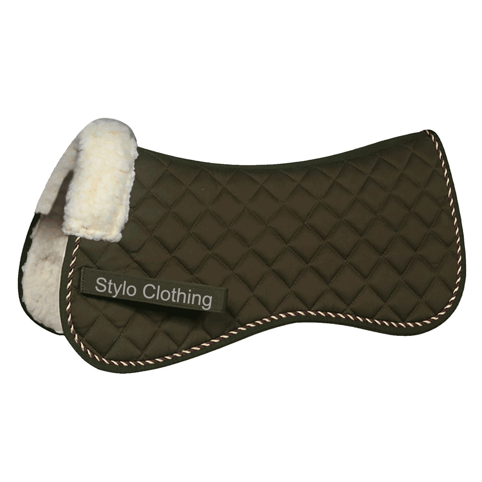 "Customized all purpose half saddle pad with soft faux fur lining for horse comfort, available from wholesale manufacturer"