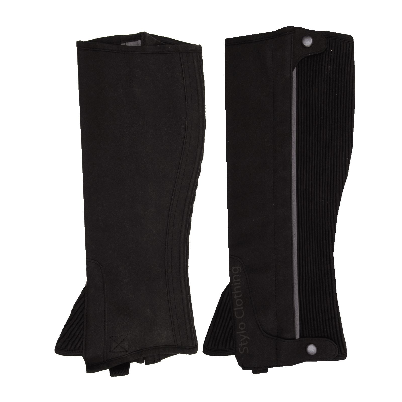 Wholesale-Amara-Half-Chaps-for-leg-protection-during-horse-ride "Top-selling durable half chaps in Amara for leg protection, featuring zipper functionality, available at Stylo Clothing"