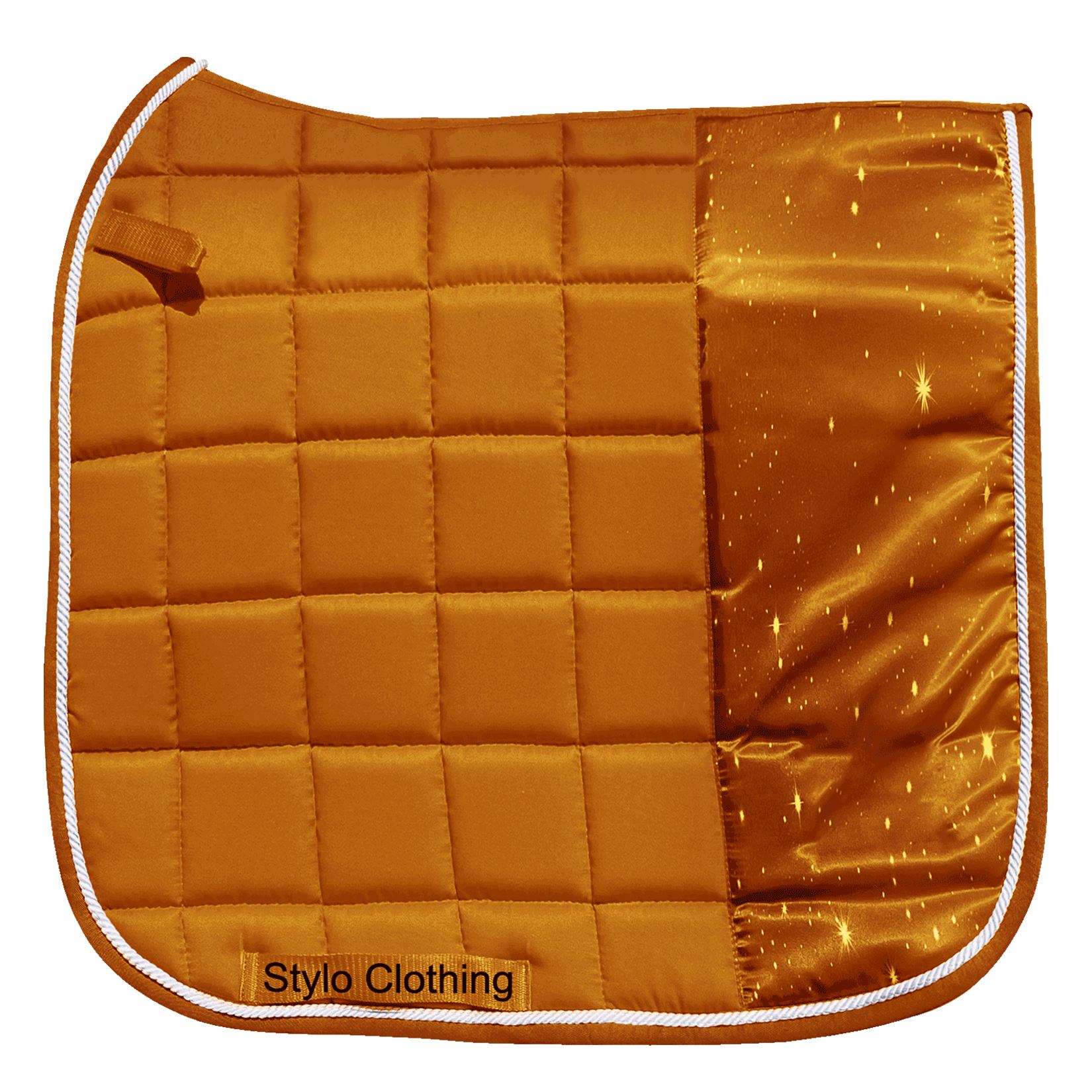 "High-end dressage saddle pad with smooth lining and customized 3D print, premium horse riding equipment by Stylo Clothing"