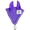 Violet tie down ear bonnet featuring a stylish design for horses