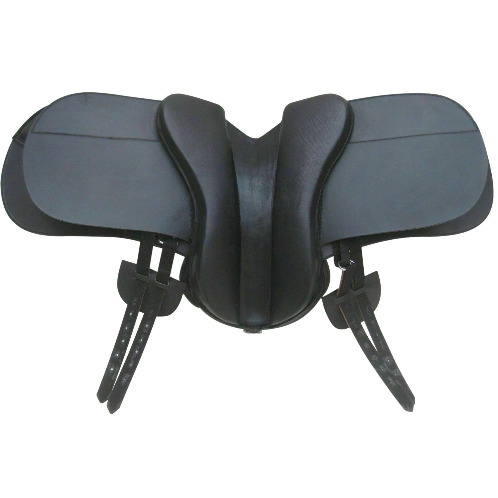 bestselling-Leather-Dressage-treeless-Saddle-wholesale-equestrian-supplies High-quality leather dressage treeless saddle in black, designed for competitive and recreational riders seeking maximum comfort and performance