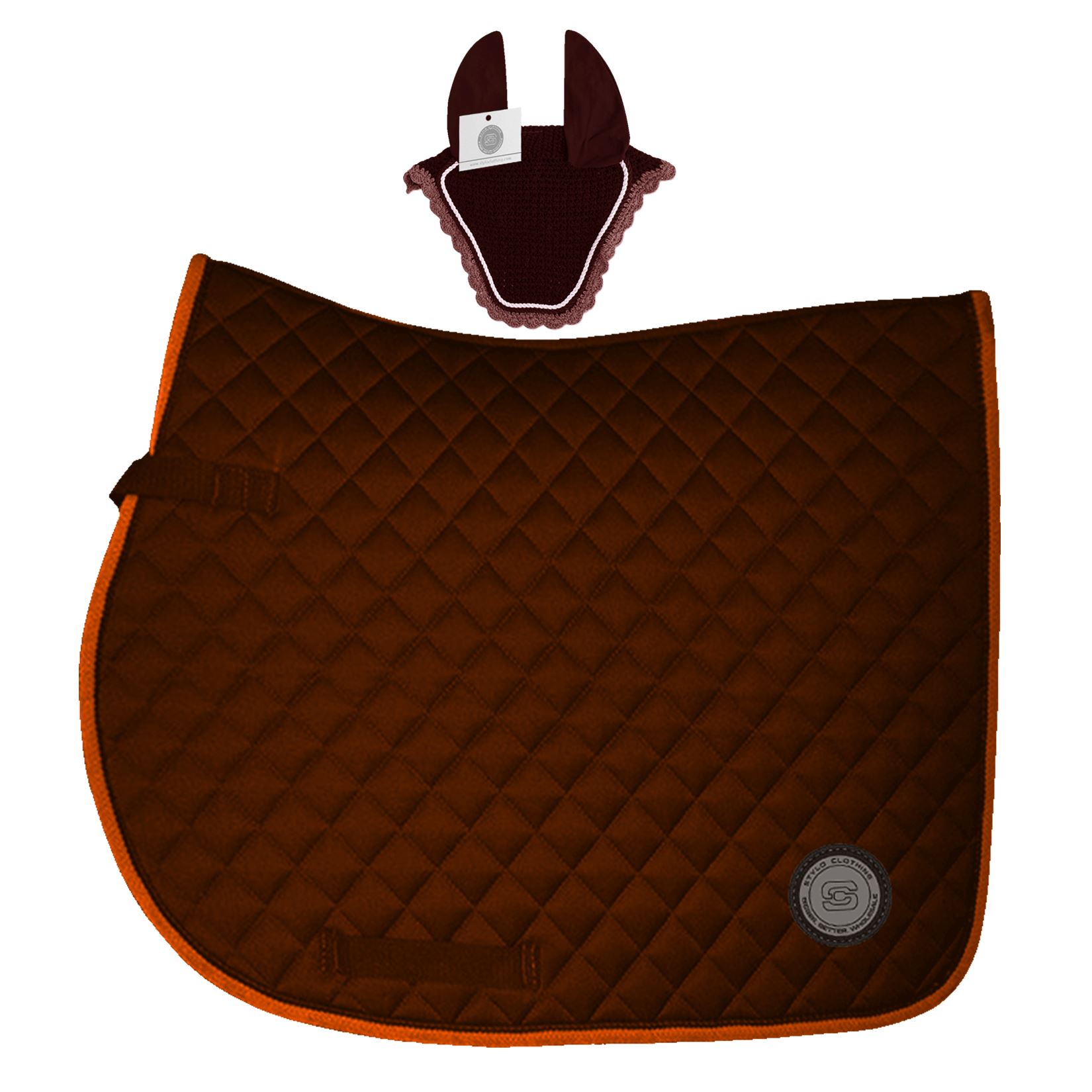 Durable Customizable Cotton Matching Set, Includes Cotton Saddle Pad and Ear Bonnet, Wholesale for Equestrians