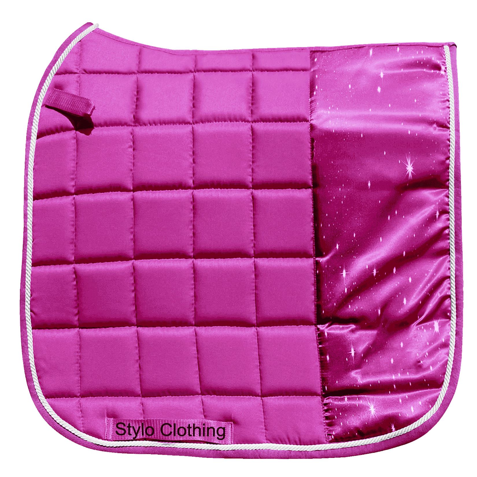 "Premium quality dressage saddle pads with customized 3D print and smooth cotton lining, wholesale from Stylo Clothing"
