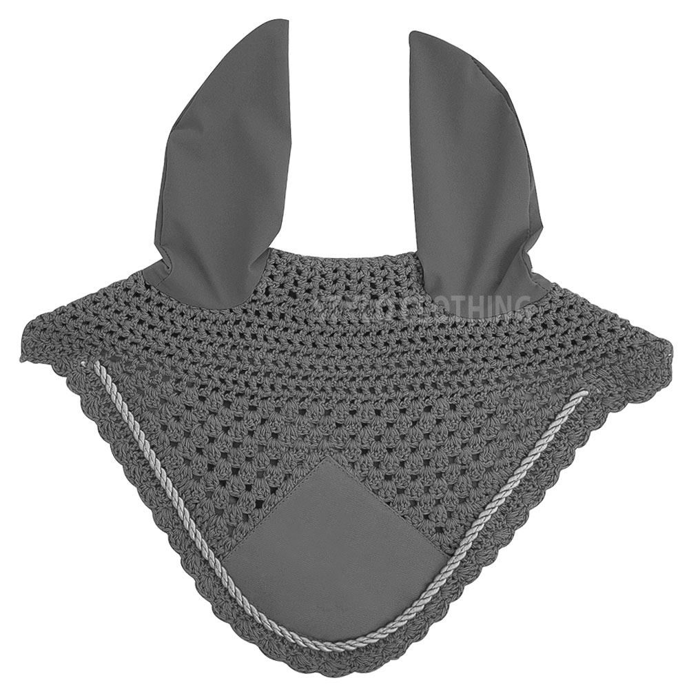 Stylish grey fly veils for horse ear protection