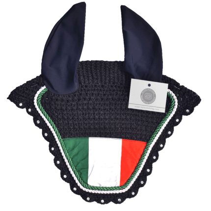 Italian flag ear bonnet for horses – breathable and stylish fly protection