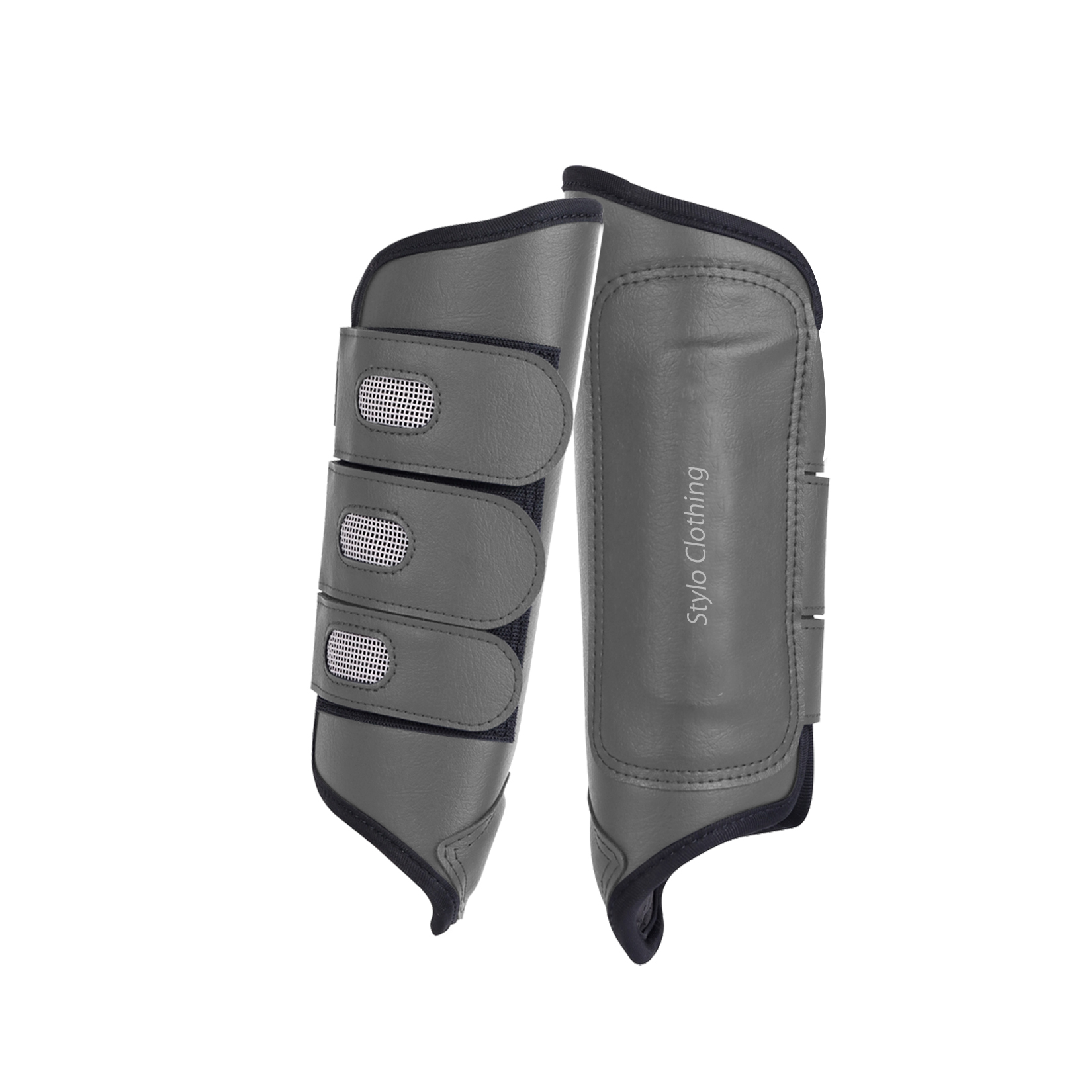 Lightweight horse brushing boots for leg protection, custom equestrian wear by Stylo Clothing, wholesale manufacturer.