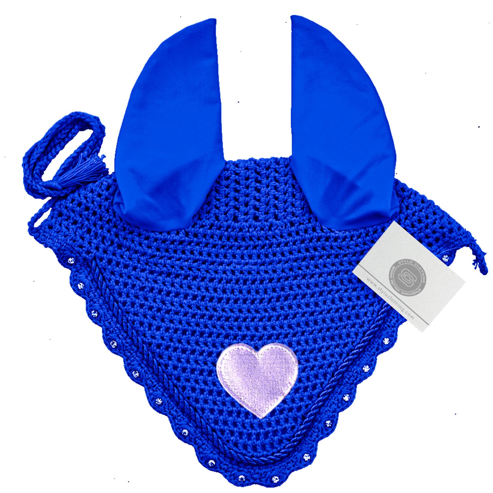 Astonishing Horse Fly Veil Valentines Ear Bonnet in Admiral - Classic and Bold Classic admiral valentines ear bonnet for horse gear