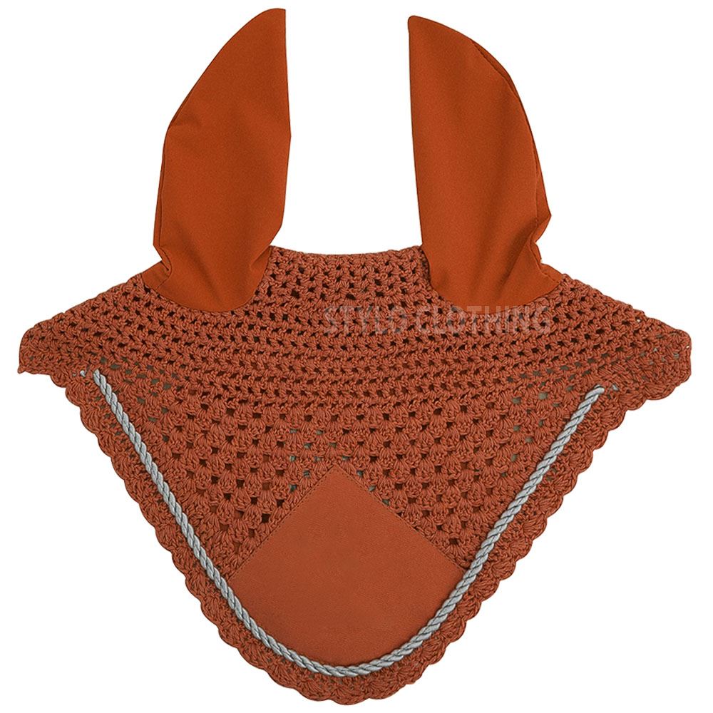 Vibrant scarlet fly veils for equestrian use