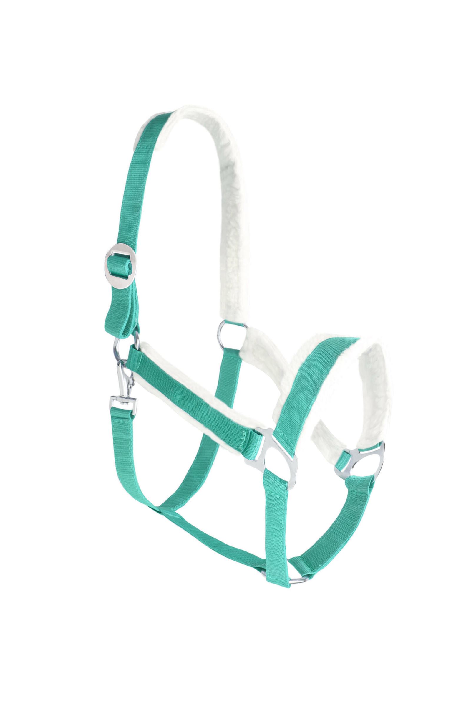 Top-quality neoprene adjustable horse halters with luxurious faux fur for comfort and style, wholesale equestrian supplies by Stylo Clothing.