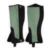 Top-quality-Amara-half-chaps-non-slip-adjustable-button-horse-riders-gear Wholesale durable leather half chaps in Amara material for leg safety, featuring secure zipper and non slip adjustable button, manufactured by Stylo Clothing