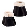 High-quality custom made trendy bell boots designed for equestrian care, featuring plush faux fur and durability.