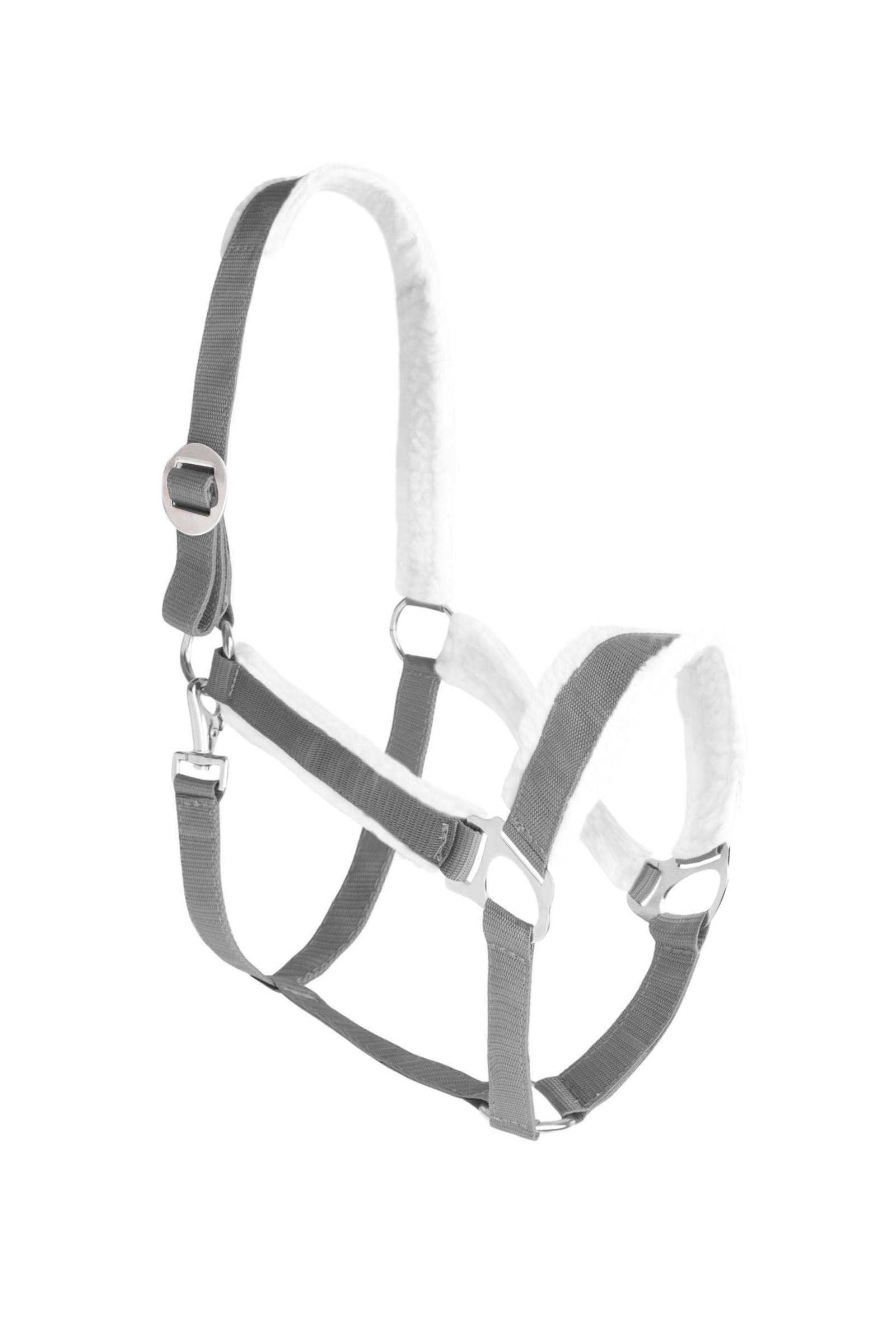 Neoprene horse halters featuring soft faux fur and adjustable design for a perfect fit, available for bulk orders from Stylo Clothing.