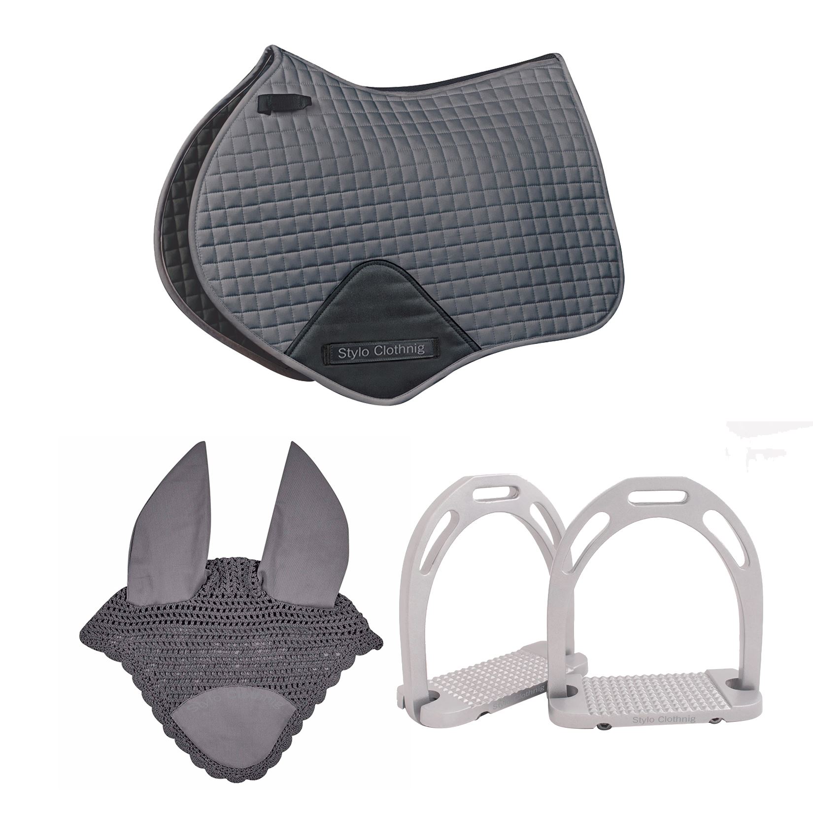 Durable Horse Matchy Sets in Wholesale, Featuring Ear Bonnet, Saddle Pad, and Stirrups