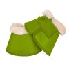 Customizable faux fur bell boots with a durable PU top, ideal for wholesale equestrian tack and accessories.