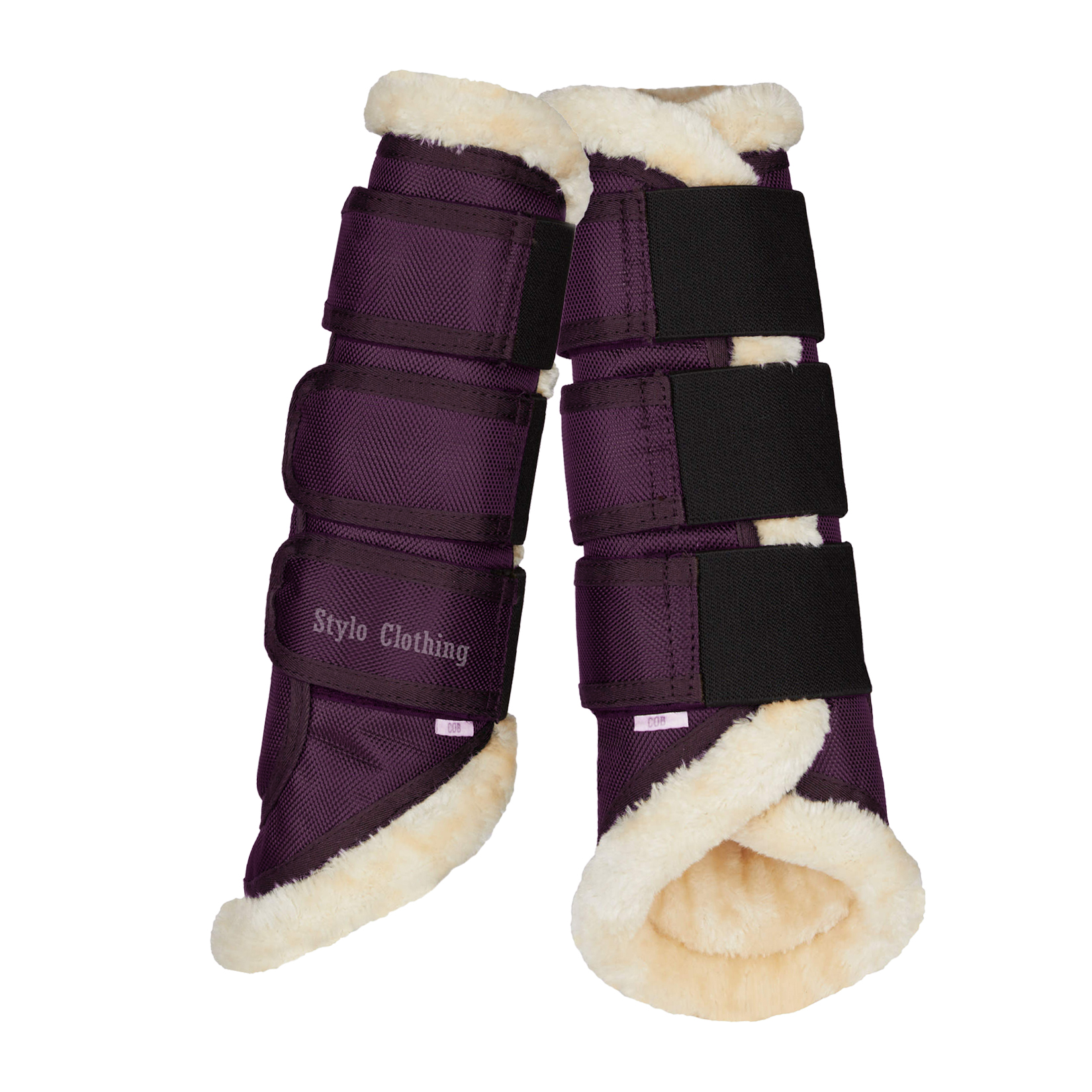 Faux Fur Trendy Brushing Boots custom made for the best fit, providing comfort and support during horse training.