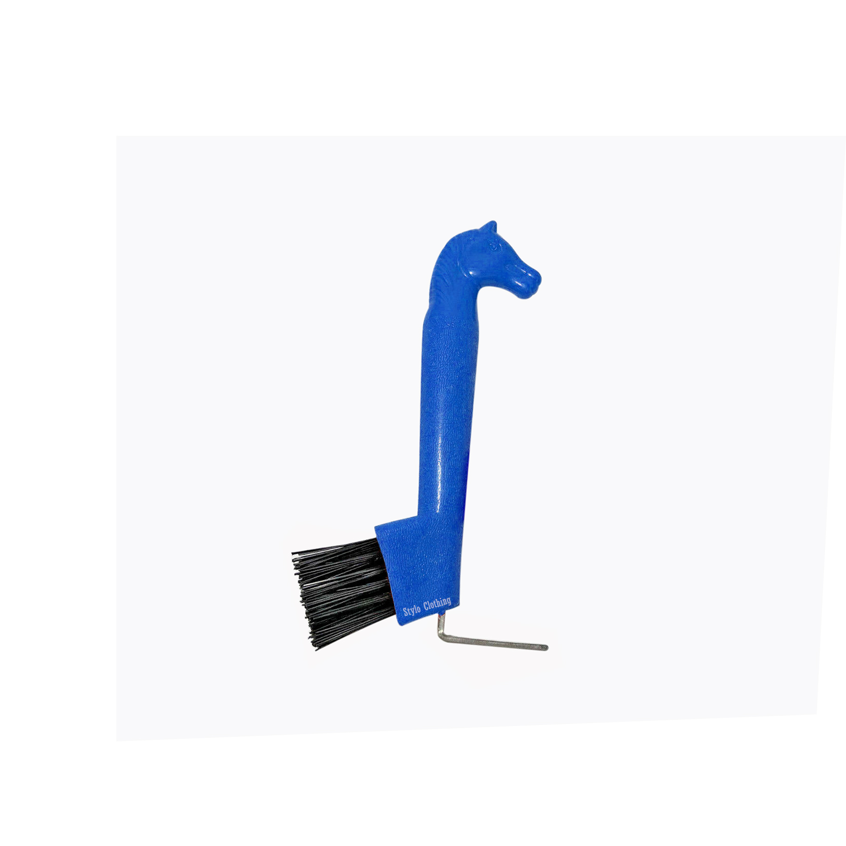Premium 2-way horse head hoof pick for thorough cleaning, designed to provide optimal comfort and efficiency during hoof care