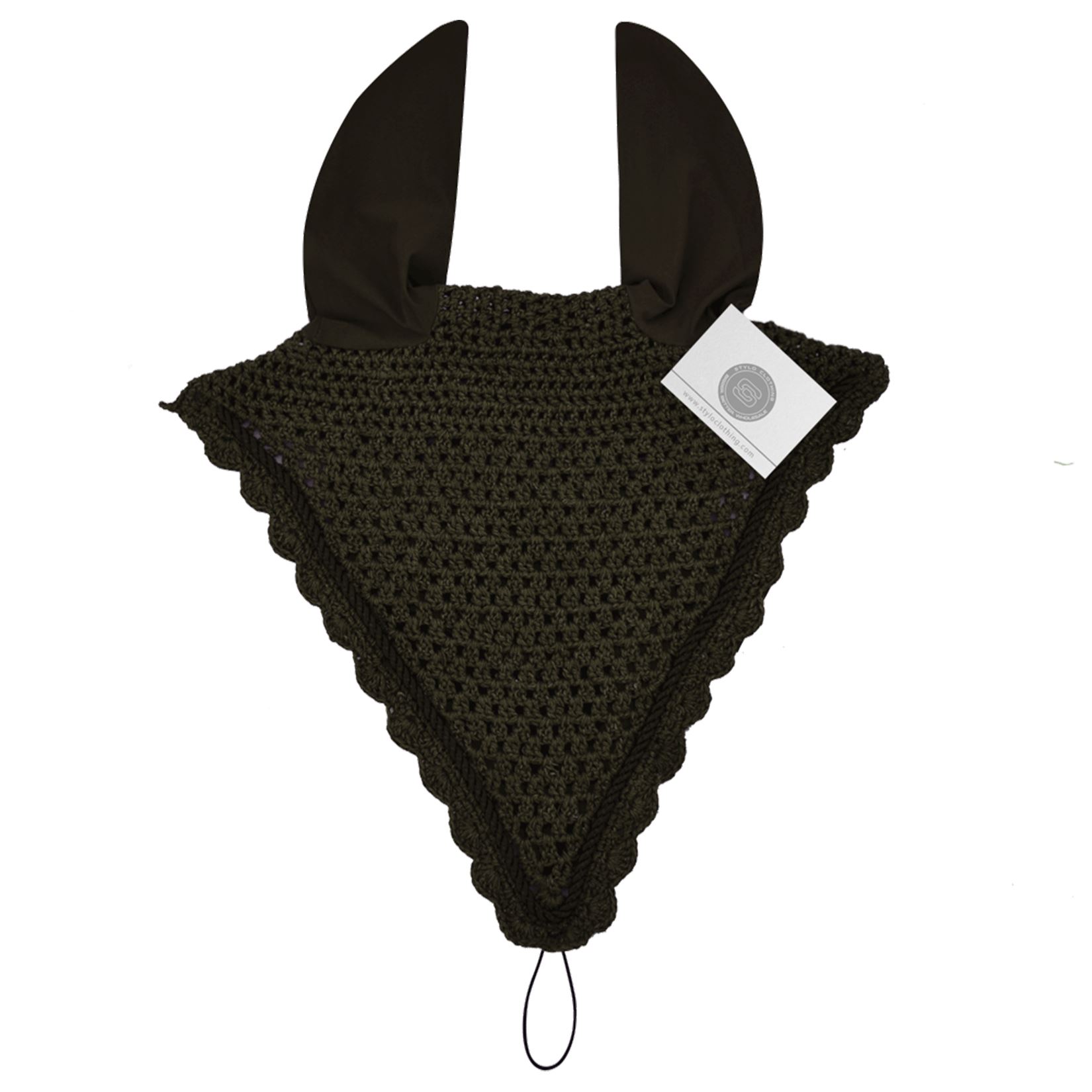 Black tie down trendy ear bonnet designed for comfort and style