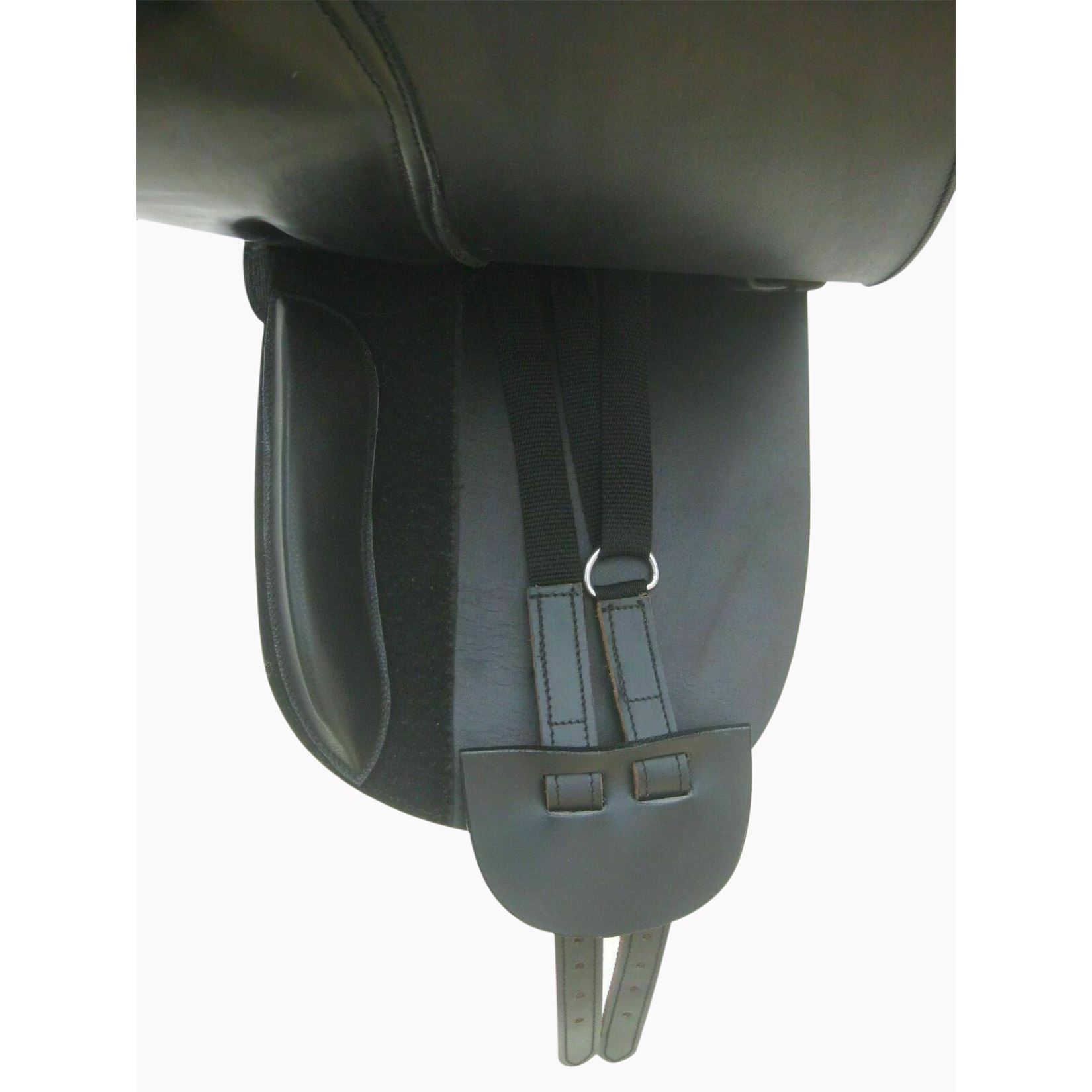 bestselling-Leather-Dressage-treeless-Saddle-wholesale-equestrian-supplies Wholesale bestselling leather dressage saddle with treeless design, black color, offering optimal comfort and stability for advanced riders