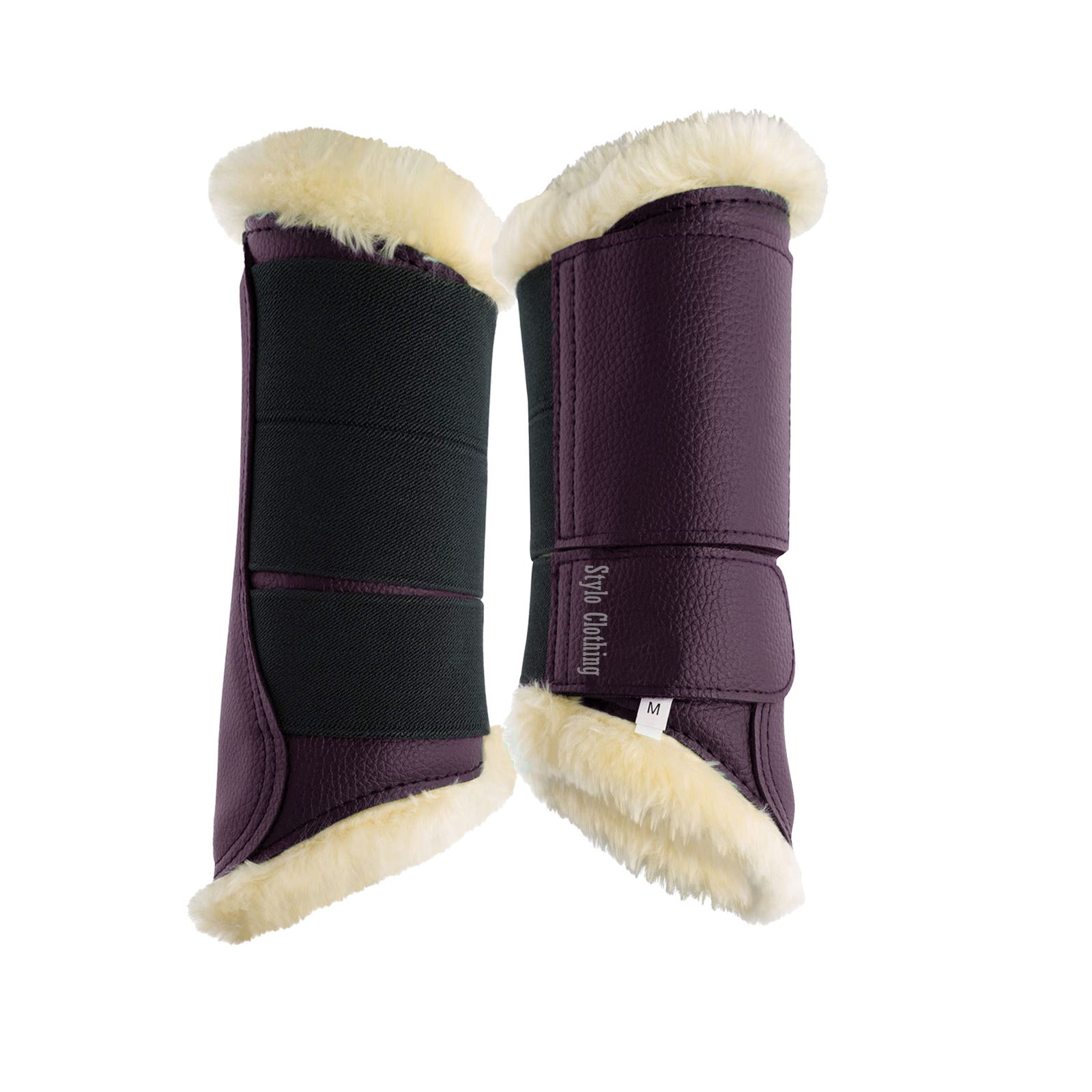 Durable Horse Brushing Boot with faux fur lining for added comfort, designed to fit all sizes and ensure superior leg protection.