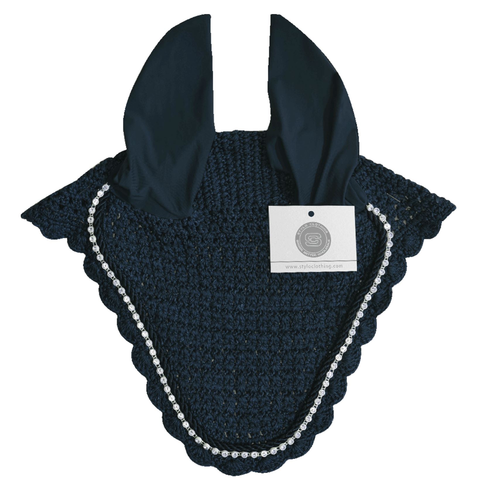 Zinc fly veil ear bonnet featuring luxury no-string design for horses