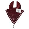 Best Selling Maroon Fly Veil Ear Bonnet | 20+ Colors Maroon fly veil ear bonnet designed for a sophisticated equestrian look