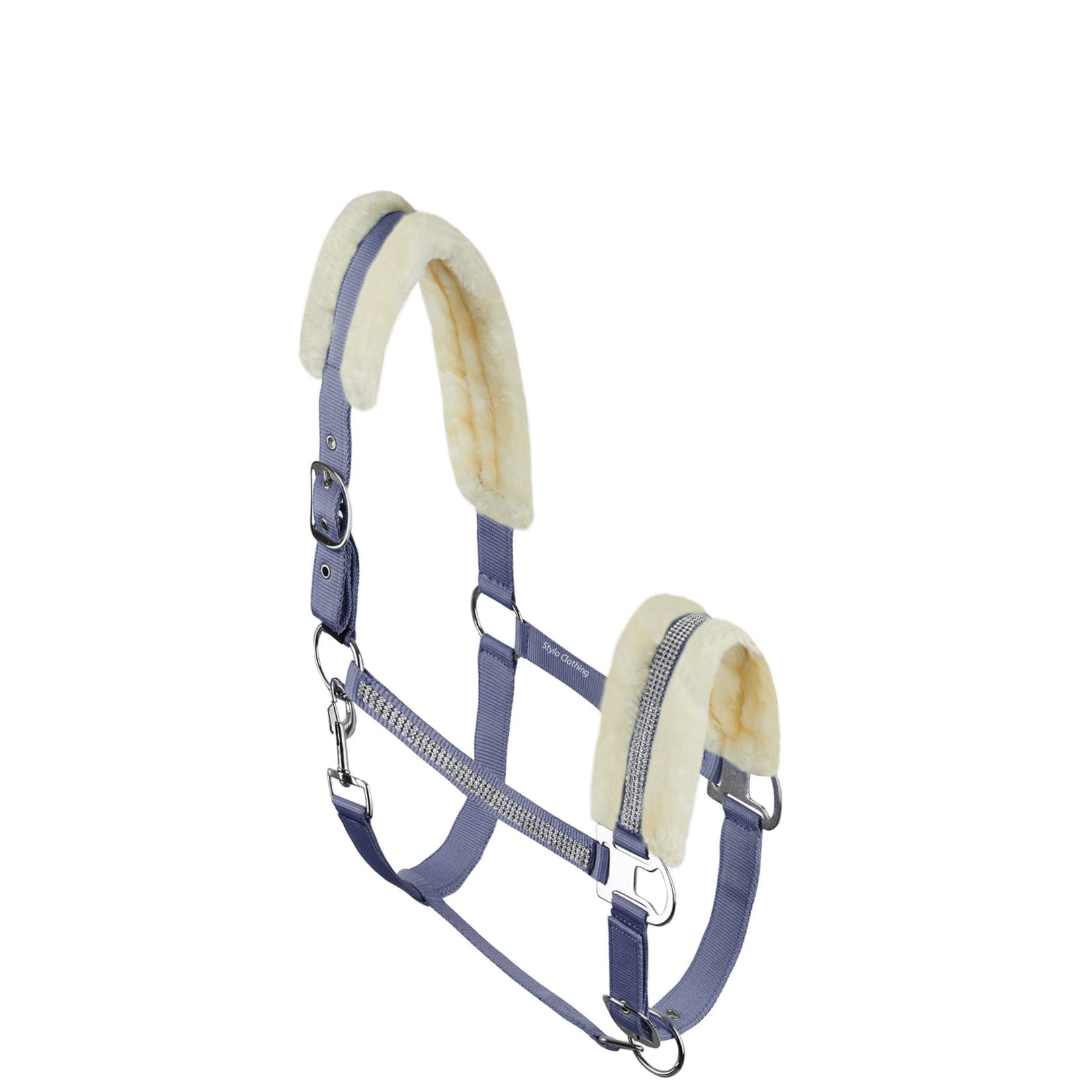 Custom-made horse halter featuring high-quality crystals, available in wholesale for elegant equestrian collections.