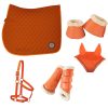 Exclusive Complete Matching Horse Sets, Includes Cotton Half Saddle Pad, Bell Boots, Halter, Ear Bonnet, and Brushing Boots