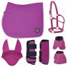 Durable Matching Horse Sets, Complete with Cotton Half Saddle Pad, Bell Boots, Halter, Ear Bonnet, and Brushing Boots
