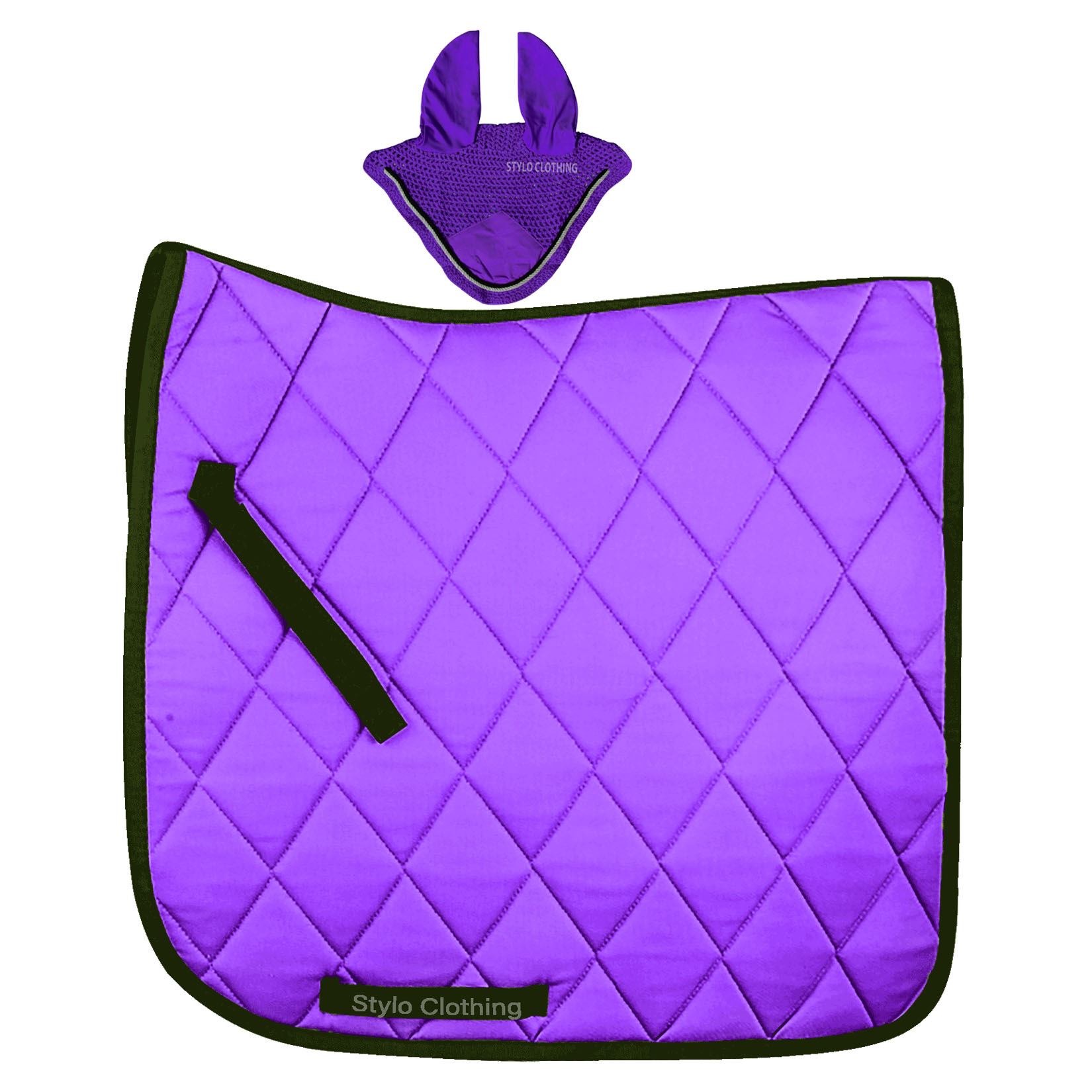 Top-selling-stylish-matching-set-Double-Cord-Ear-Bonnet-and-Cotton-Saddle-Pad. Exclusive Horse Matching Set in Wholesale, Features Double Cord Ear Bonnet and Cotton Saddle Pad