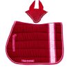 Durable Horse Matching Set, Includes Cotton Fly Veil Ear Bonnet and Coolmax Lined Saddle Pad for Horse Riding Events