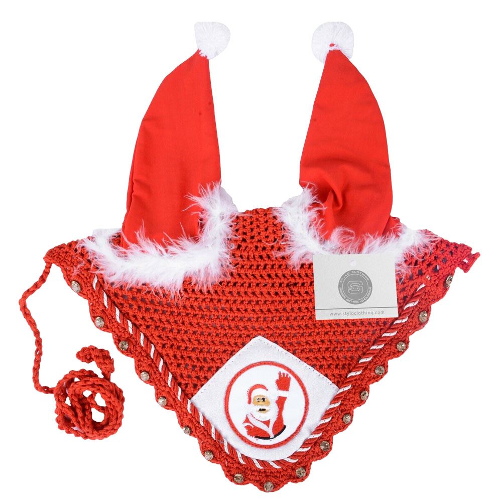 Crimson Christmas ear bonnet by Stylo Clothing for holiday protection