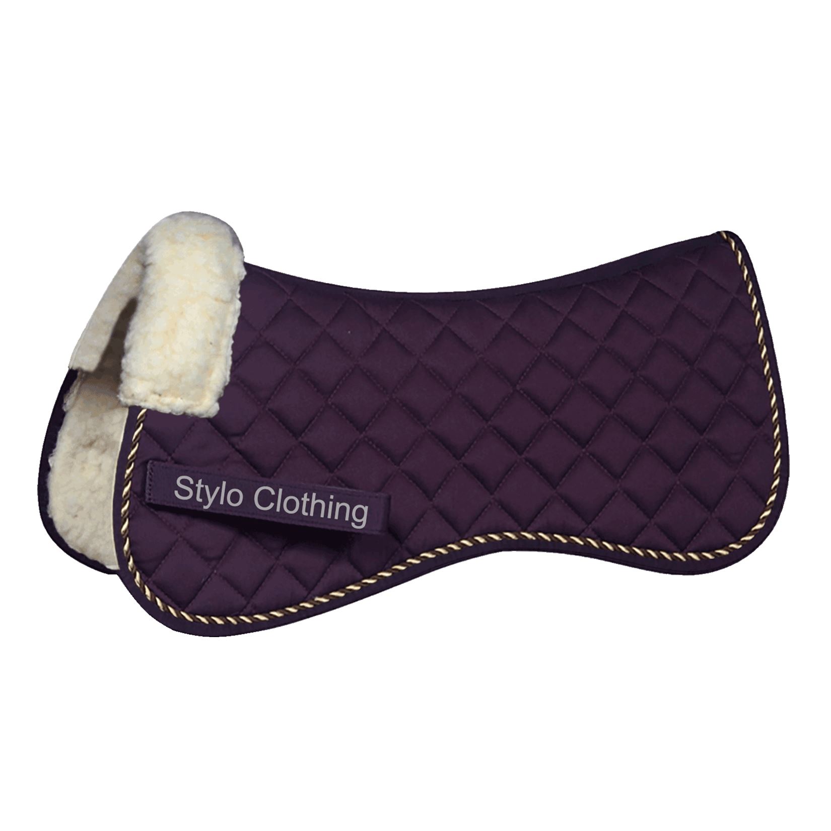 "Customized cotton half saddle pad with faux fur leather, ideal for horse tack, from Stylo Clothing wholesale manufacturer"
