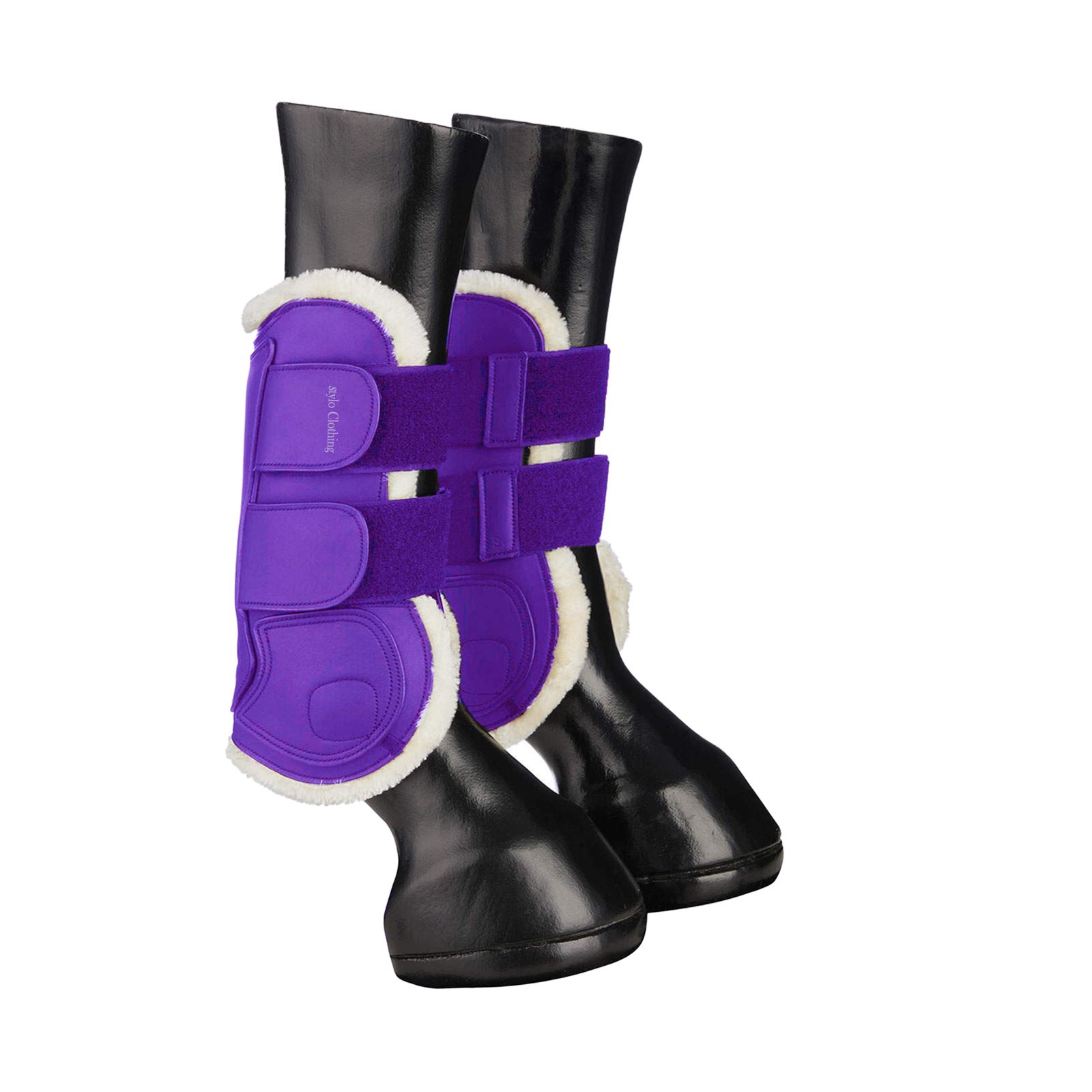 Stylish and functional Classical Horse Boots with faux fur for added comfort, offering reliable protection for training and competitive events.