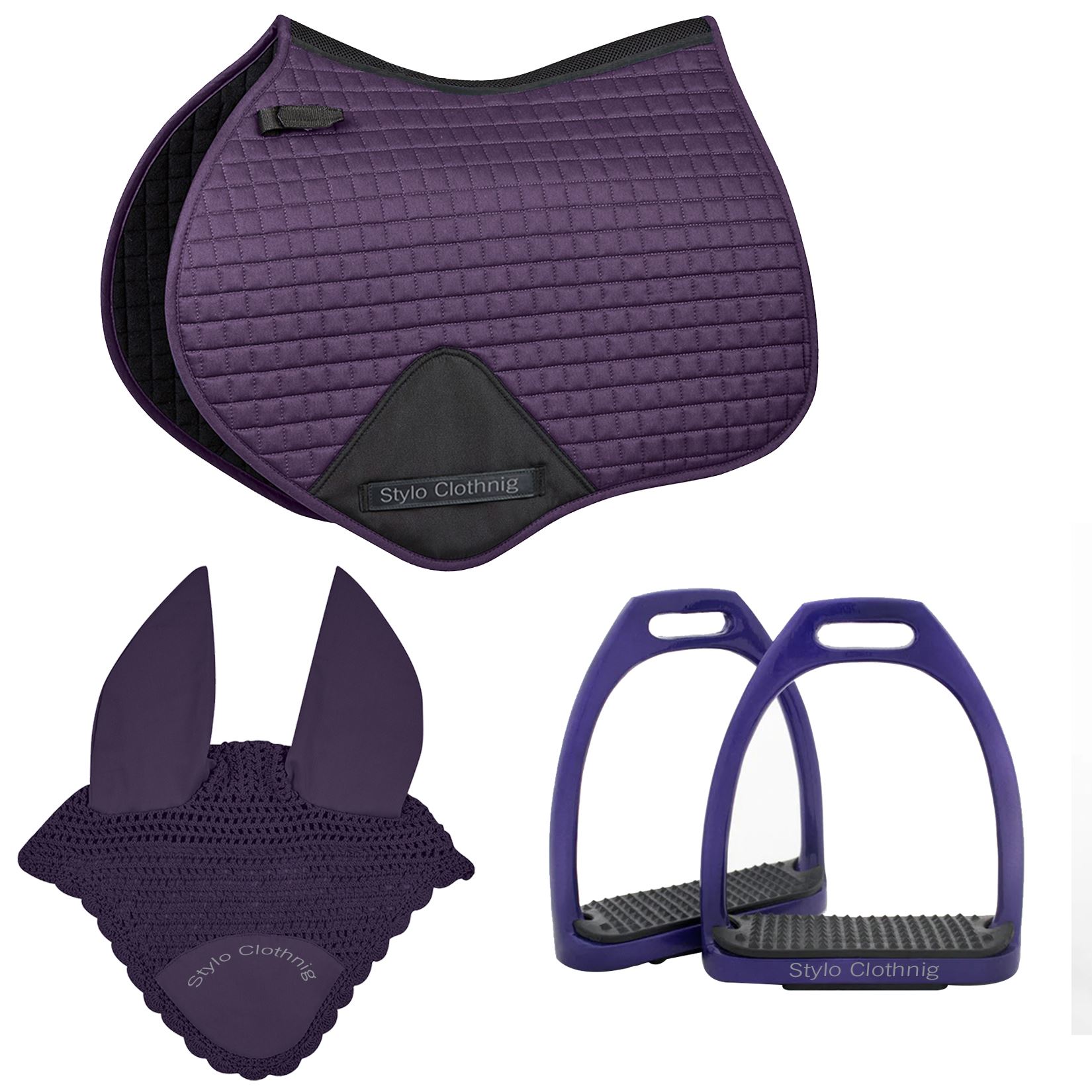 Best All Purpose Horse Matchy Sets in Wholesale, Includes Ear Bonnet, Saddle Pad, and Stirrups
